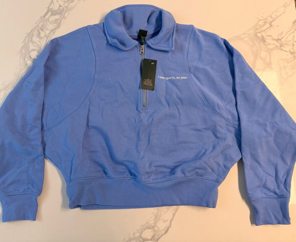 Wild Fable Women’s Oversized Quarter Zip Sweatshirt Blue Size M NWT